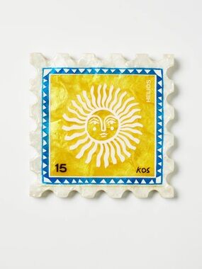 Jones & Co HELIOS Yellow Sunburst Decorative Wall Tile - Kos Stamp Design Capriz